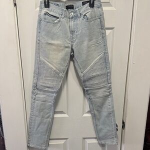 Bullhead light blue skinny moto jeans